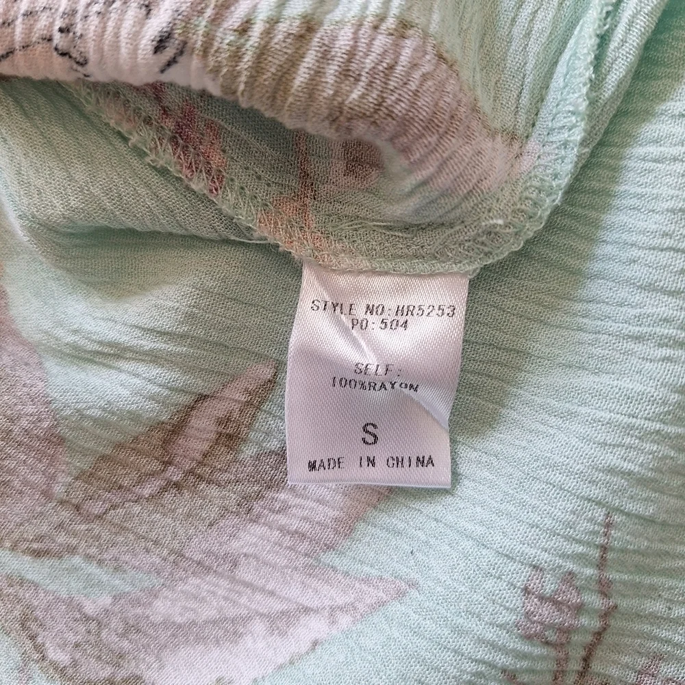 Blu Heaven Mint Green Floral Ruffle Cold-Shoulder Dress - Picture 10 of 14